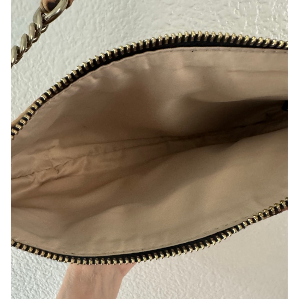 Y2K Leopard Print Shoulder Bag Gold Chain Strap Mini Baguette Purse EUC Retro - Picture 4 of 5